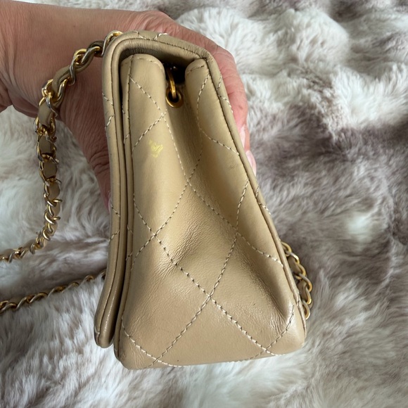CHANEL Beige Mini Quilted Crossbody Bag - Picture 16 of 17